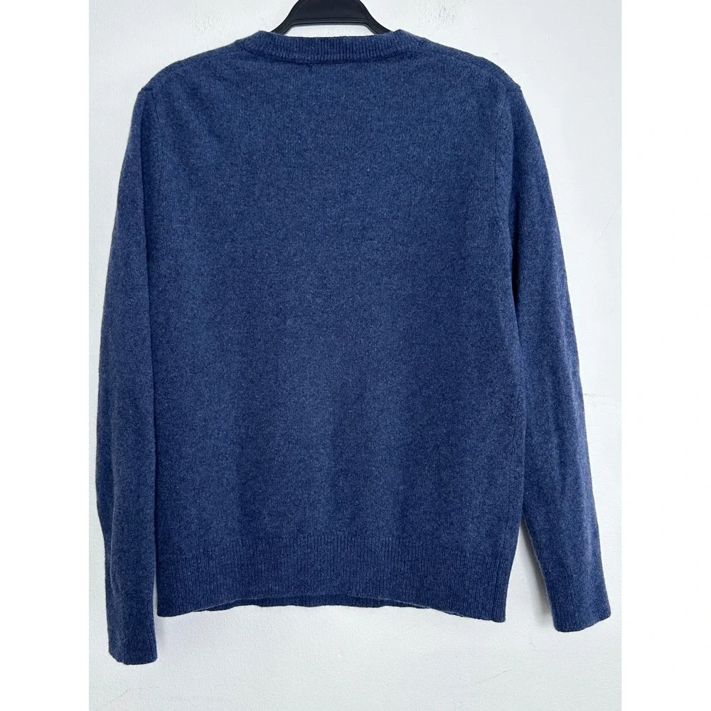 Banana Republic Mens V-Neck Sweater Blue 100% Extra Fine Merino Wool Size M